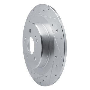 Acura TLX Brake Rotor (1) - Rear Left - R1 Concepts - Drilled & Slotted - Silver - `21-`25